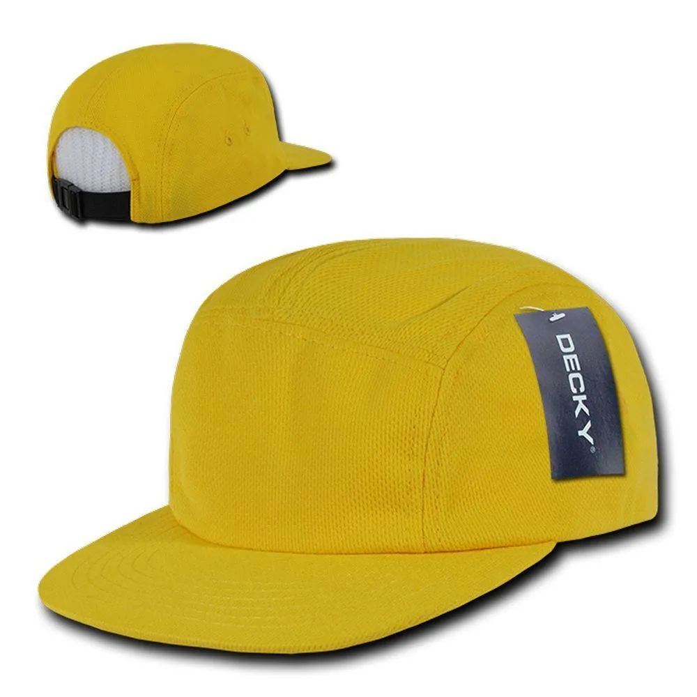1 Dozen Decky 5 Panel Flat Bill Performance Mesh Racer Caps Hats Wholesale