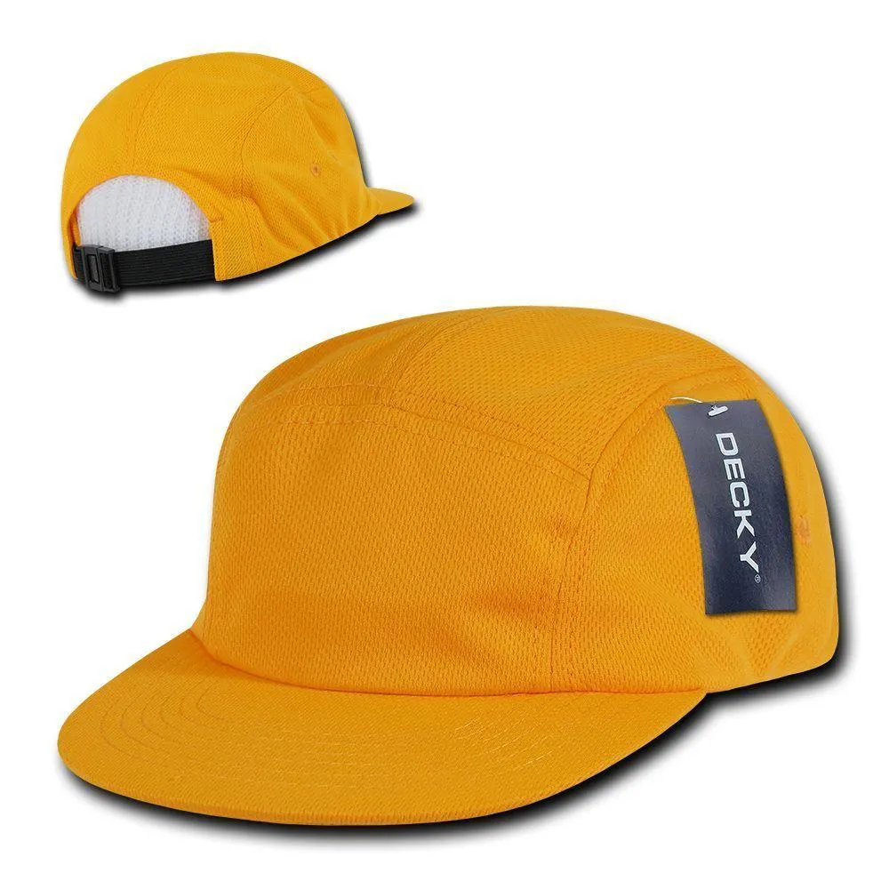 1 Dozen Decky 5 Panel Flat Bill Performance Mesh Racer Caps Hats Wholesale