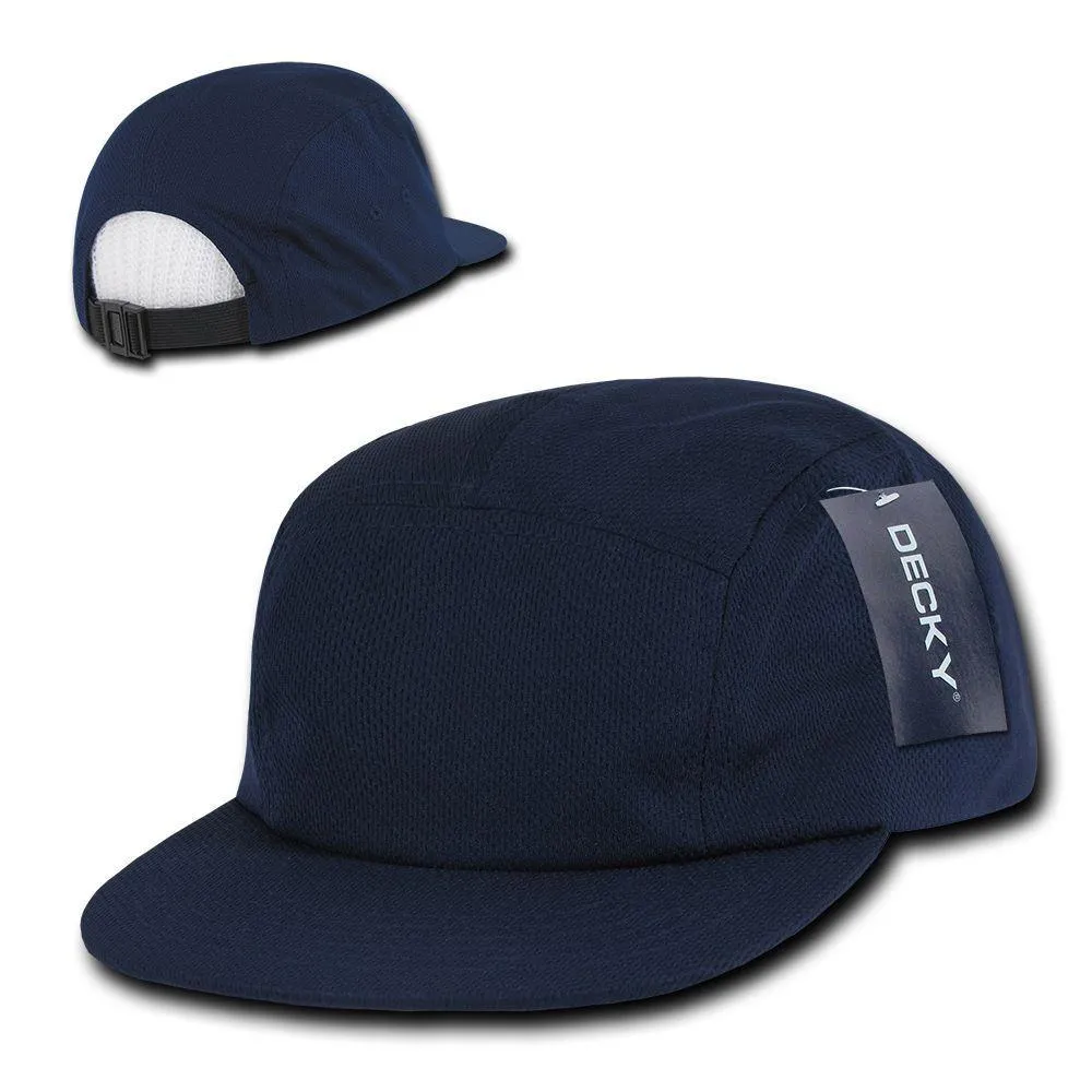 1 Dozen Decky 5 Panel Flat Bill Performance Mesh Racer Caps Hats Wholesale