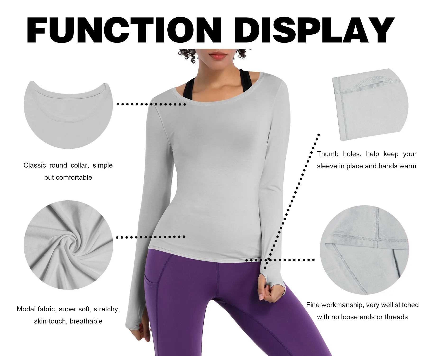 Athlete Long Sleeve Tops lightgray_Plus Size