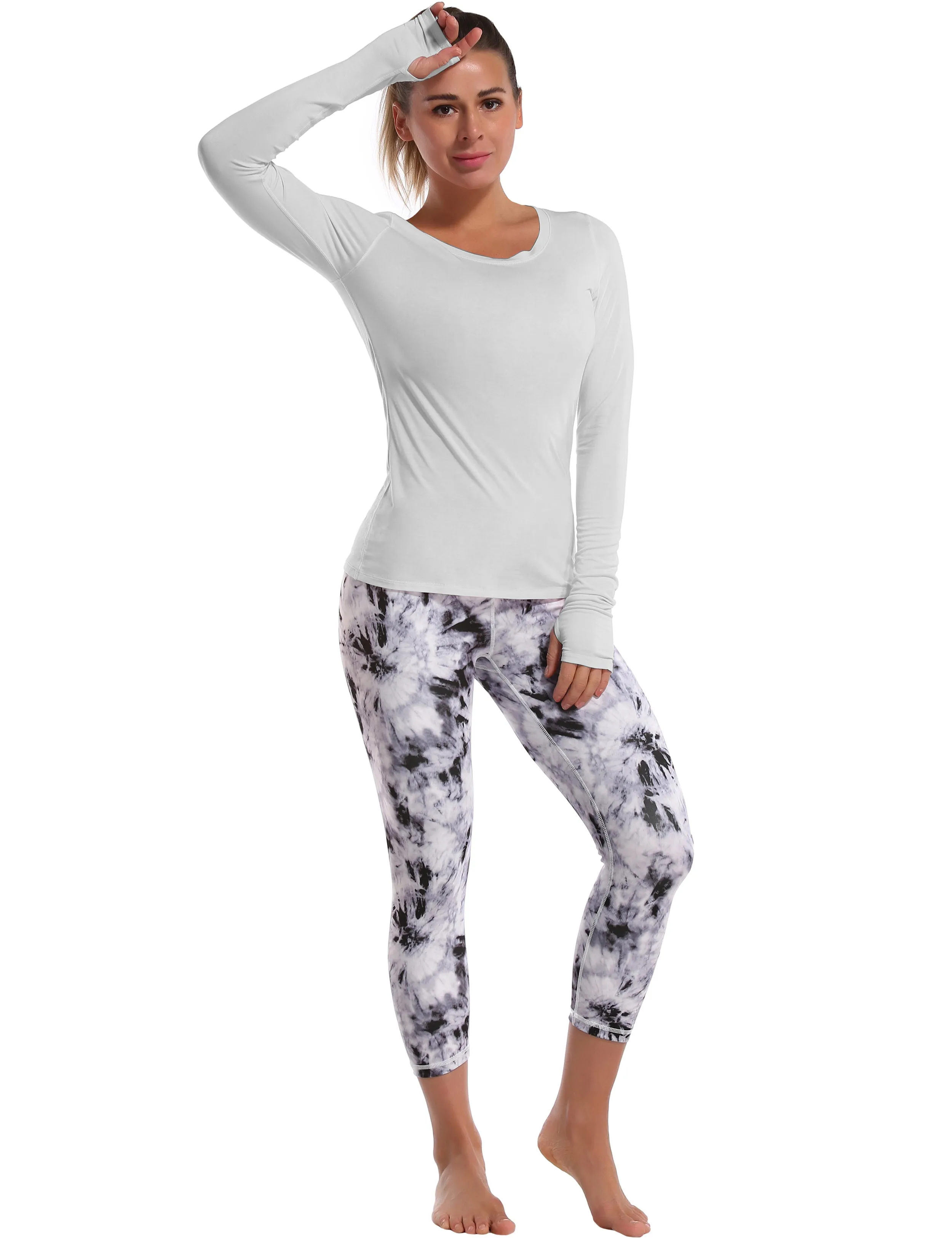 Athlete Long Sleeve Tops lightgray_Plus Size