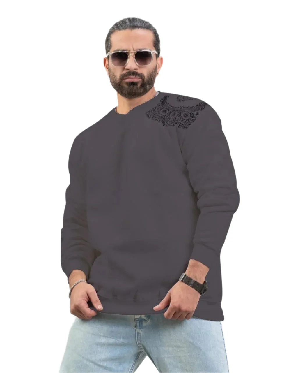 Back Printed Sweatshirt – Winter Fleece Fabric, Comfortable Fit