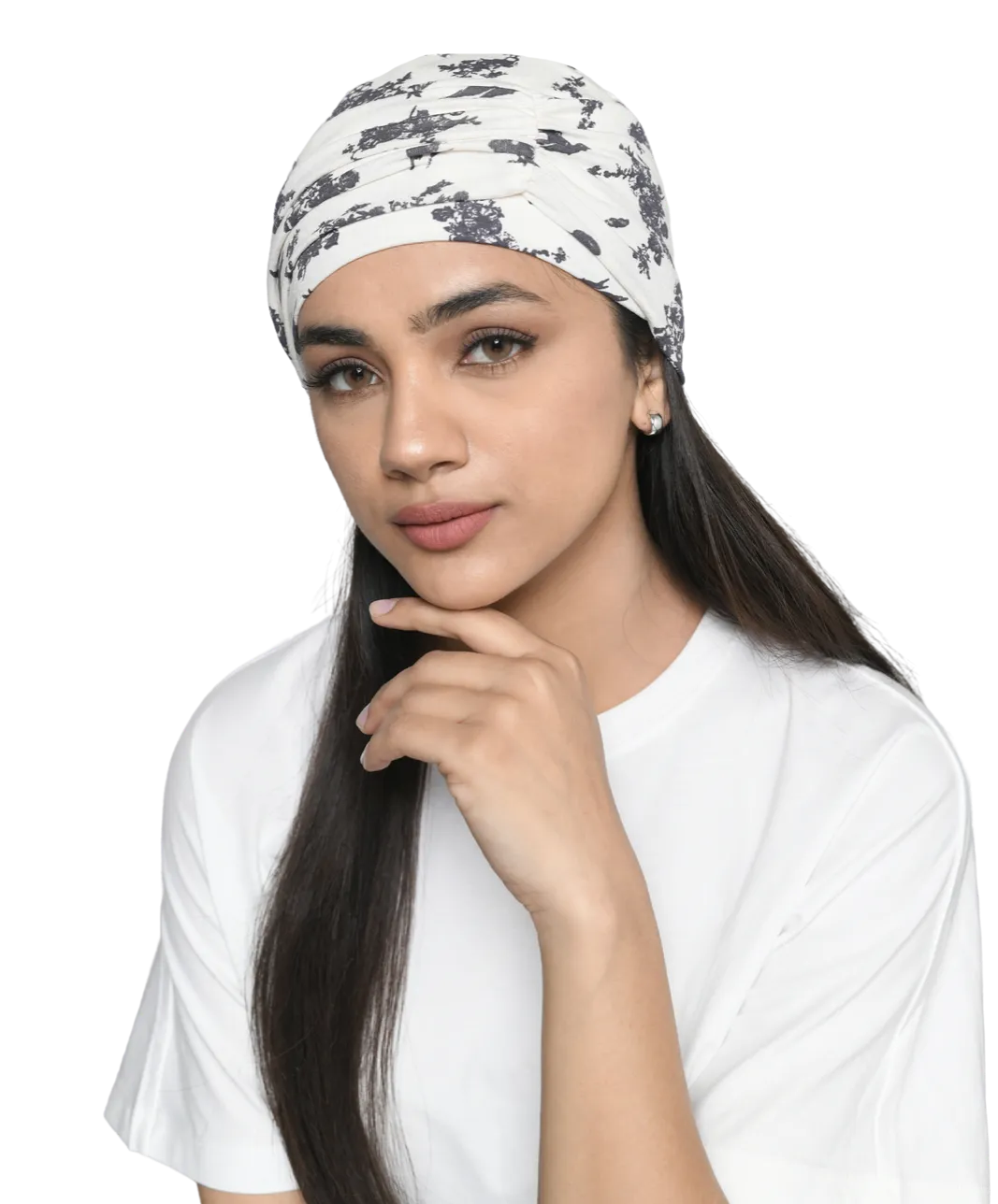 Beautifull Bamboo Viscose Printed Cap With Rouched Band For Women (HS 119Printed)