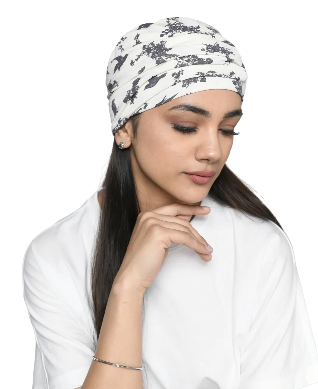 Beautifull Bamboo Viscose Printed Cap With Rouched Band For Women (HS 119Printed)