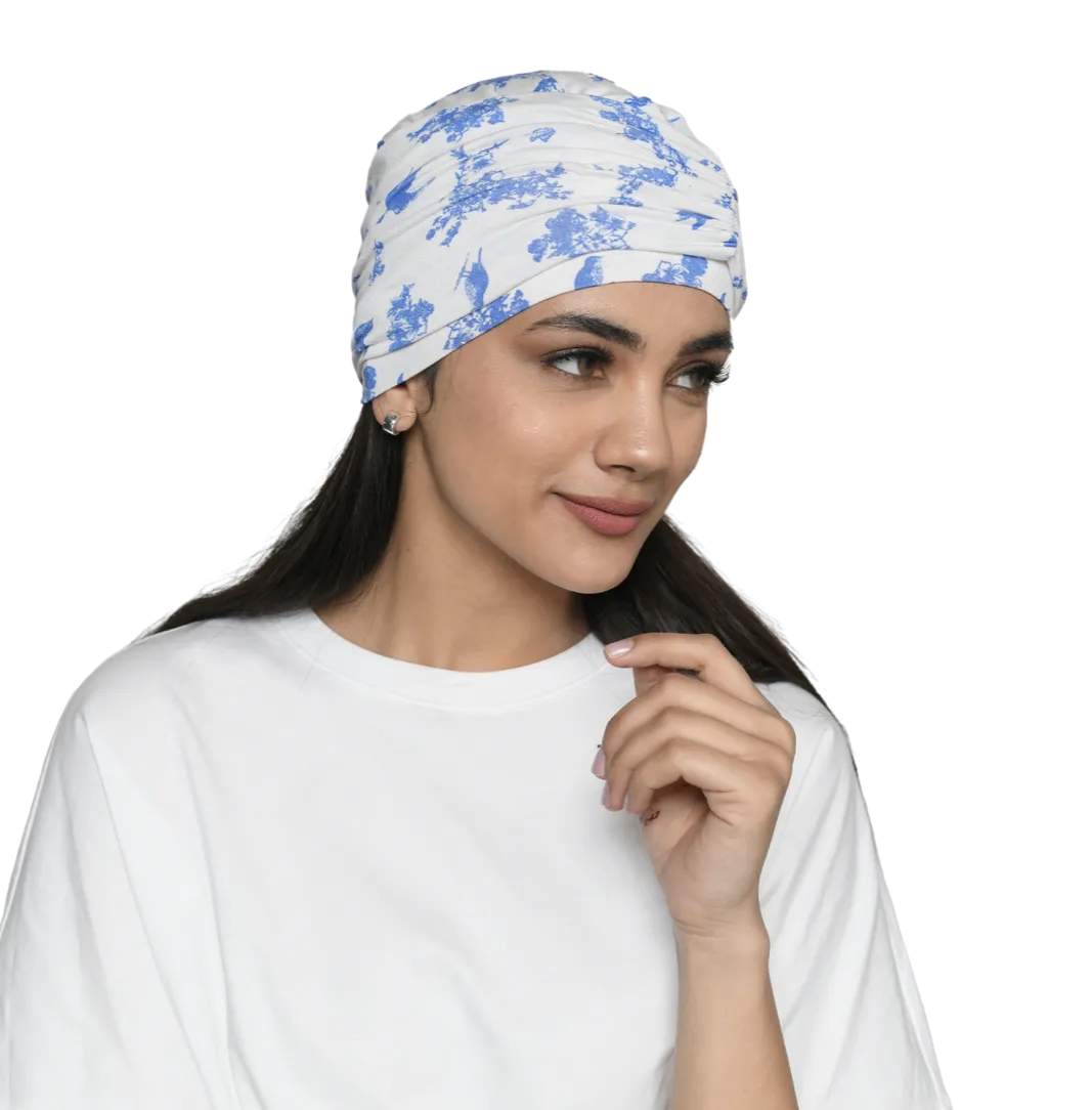 Beautifull Bamboo Viscose Printed Cap With Rouched Band For Women (HS 119Printed)