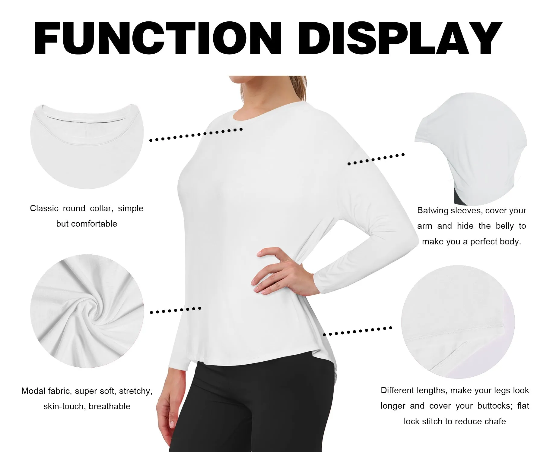 Biking Batwing Tunic Tops white_Biking