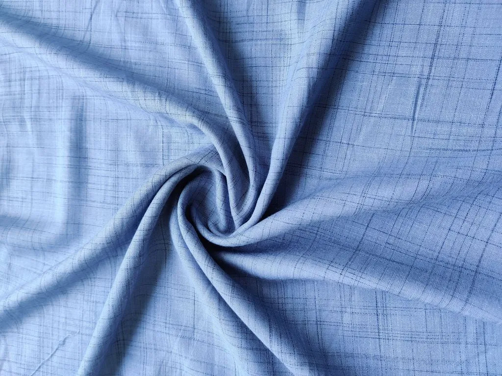 Blue Self Striped Rayon Fabric