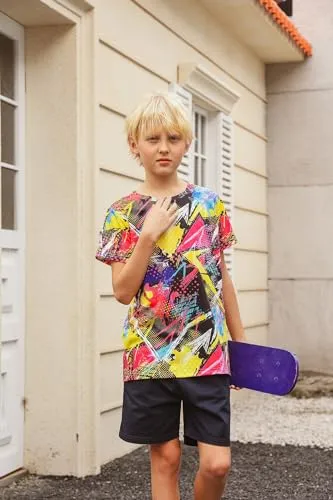 Boys T Shirt 8t 9t Funny Neon Summer 3D Graphic Tee Shirt Retro 80S 90S Short Sleeve Shirts Tops for Party Sport 8-9 Years