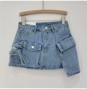 Bree light wash denim skort