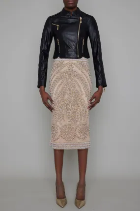 CHELSEA HAND BEADED PENCIL SKIRT