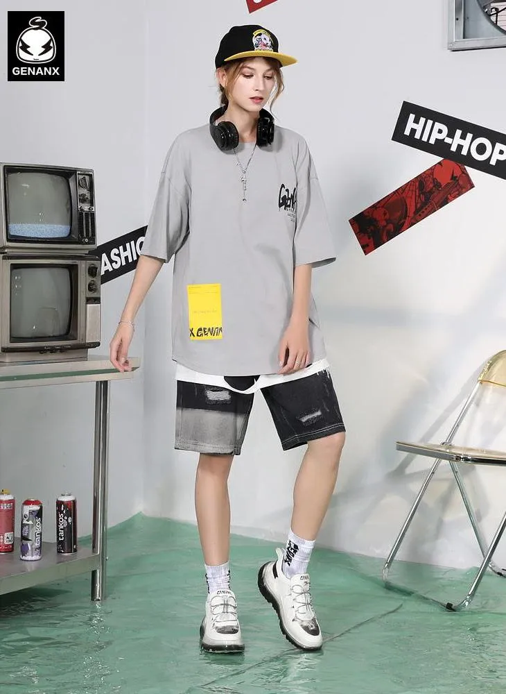 Cool Cartoon Print Loose Half Sleeve T-Shirt