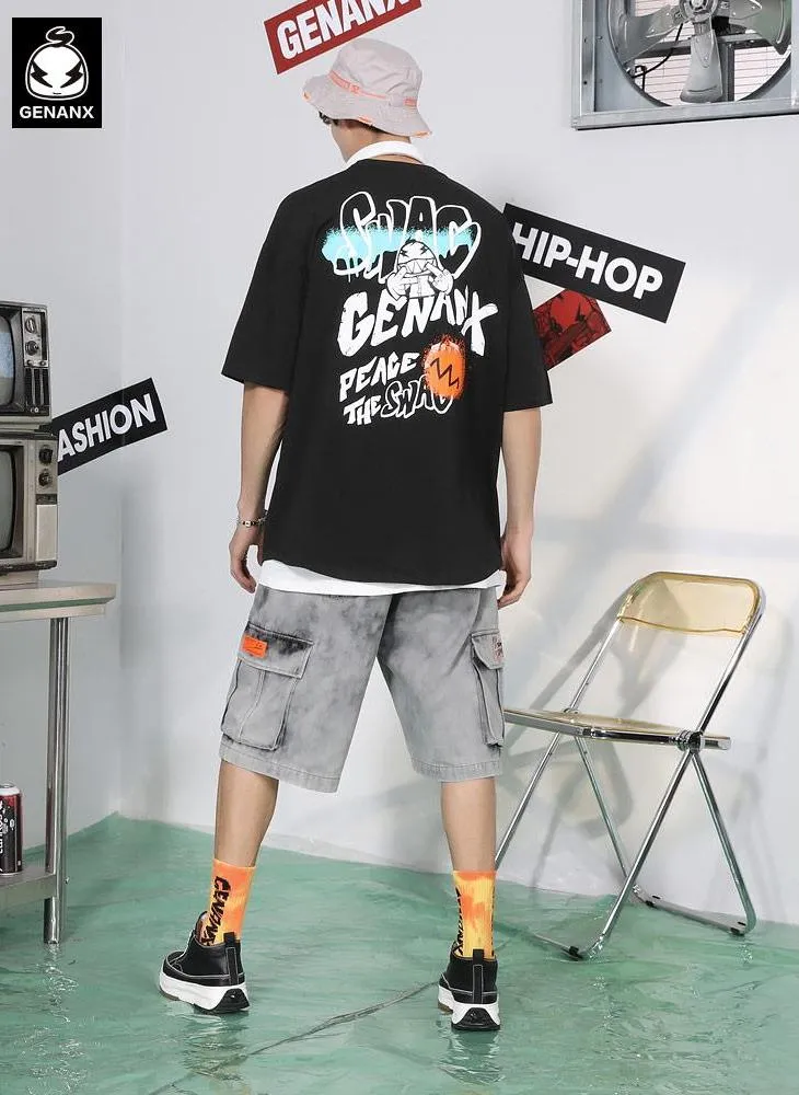 Cool Cartoon Print Loose Half Sleeve T-Shirt