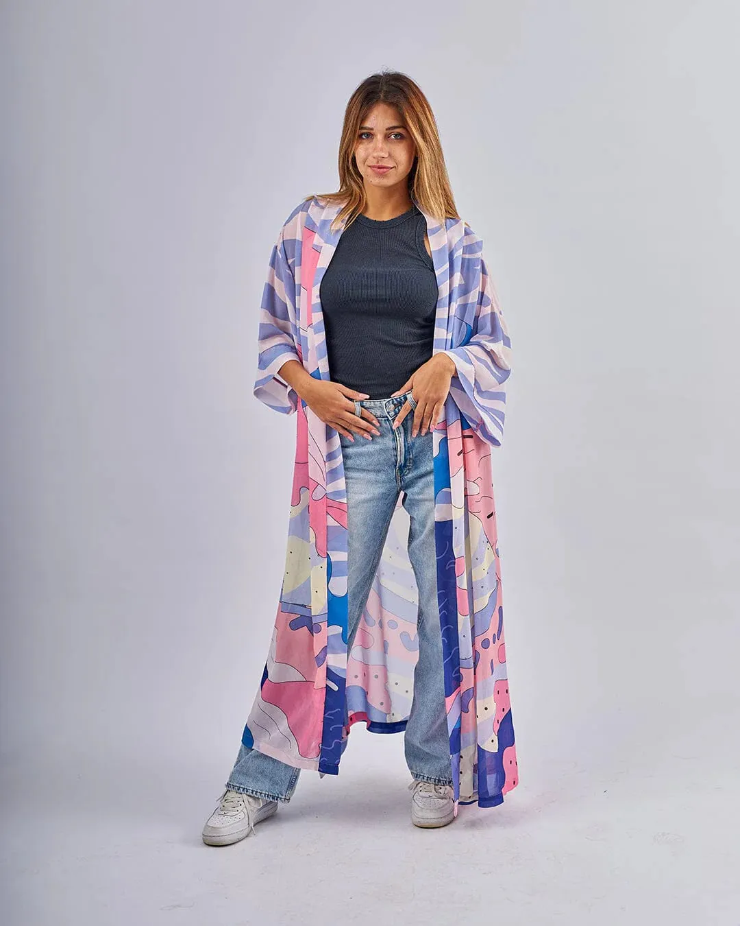 Coral Bubble Gum - Chiffon Kimono - The Makeovr