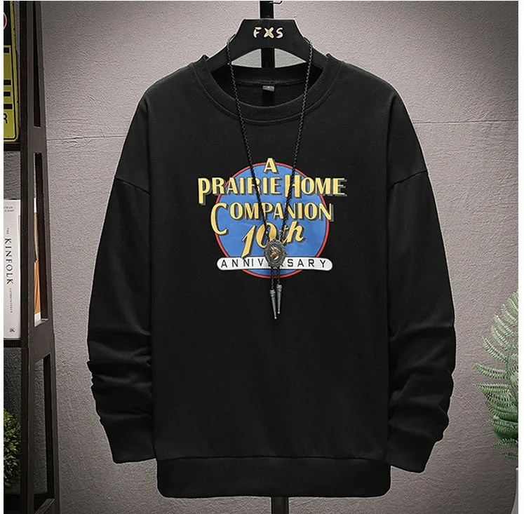 Cotton Sweatshirt Long Sleeved Round-Neck Trendy Matching Tops Outerwear