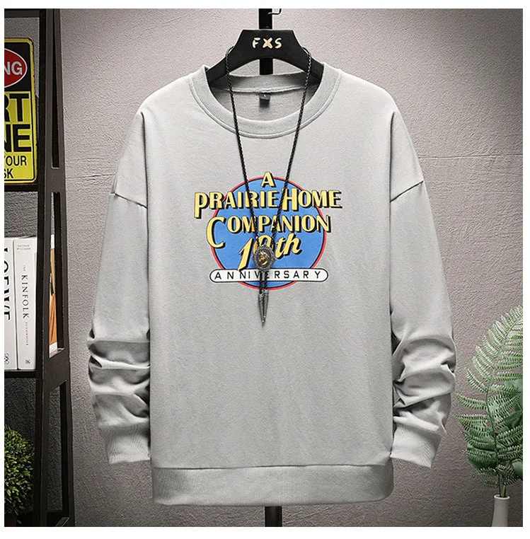 Cotton Sweatshirt Long Sleeved Round-Neck Trendy Matching Tops Outerwear