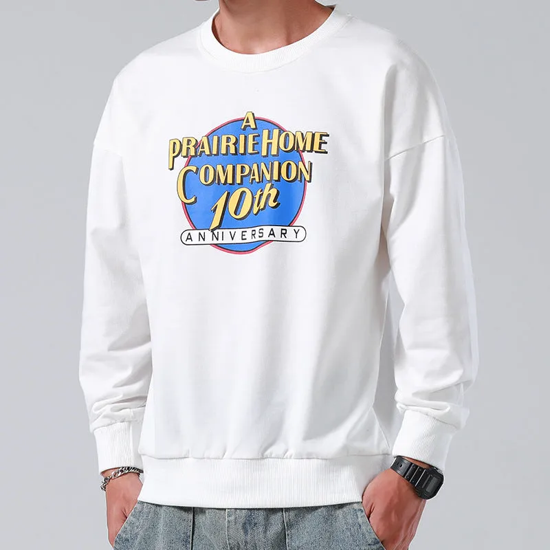 Cotton Sweatshirt Long Sleeved Round-Neck Trendy Matching Tops Outerwear