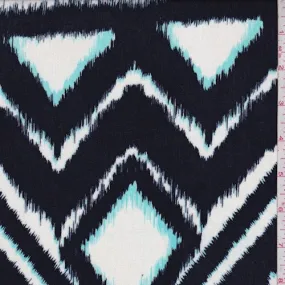 Dark Navy/White Ikat Crinkled Gauze Fabric