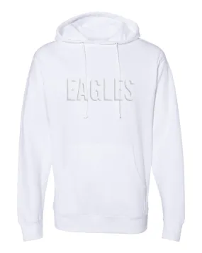 EAGLES Puff-Printed White on White Hoodie, Unisex
