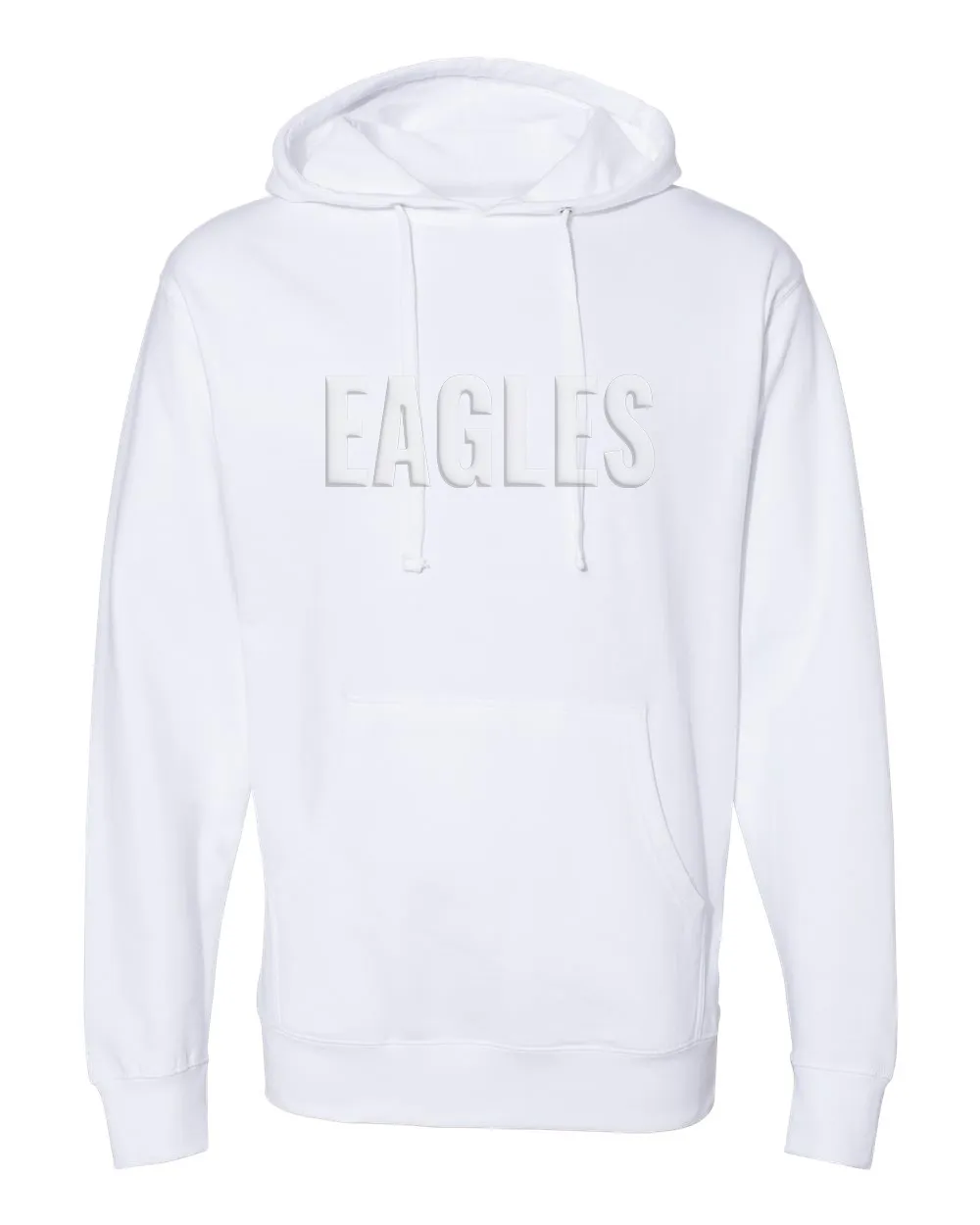 EAGLES Puff-Printed White on White Hoodie, Unisex