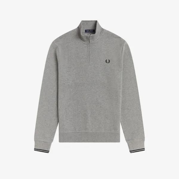Fred Perry Half Zip Sweat - Steel Marl