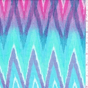 Fuchsia/Turquoise/Sea Green Flamestitch Crepon Fabric