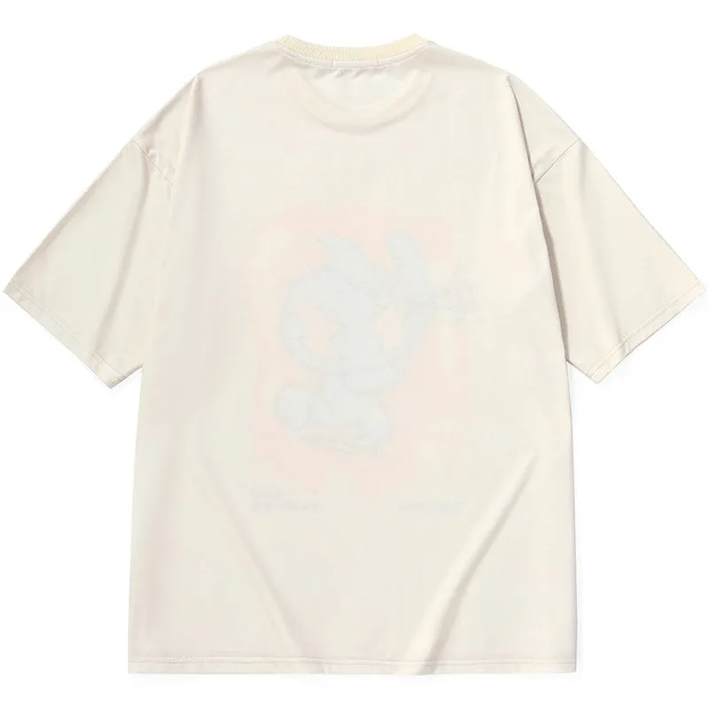 Hand-Painted Cartoon Letter Paint Print T-Shirt