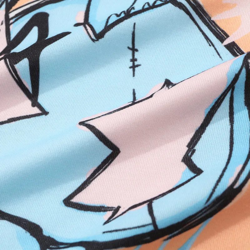 Hand-Painted Cartoon Letter Paint Print T-Shirt