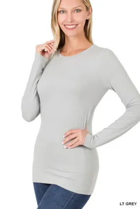 Happy Now Long Sleeve Tee - Light Grey