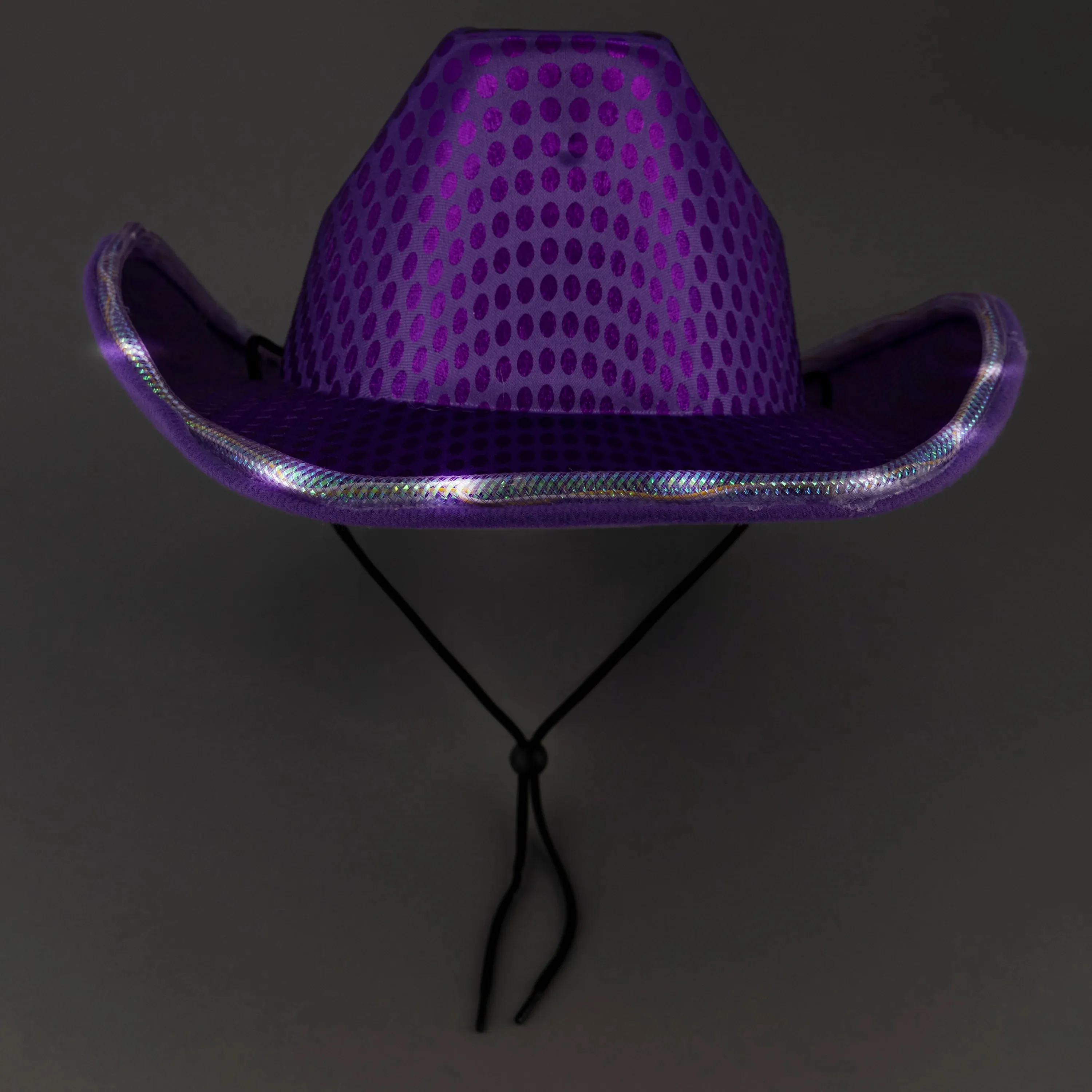 LED Light Up Flashing Cowboy Hats with Sequins - 5 Colors Assorted Pack of 6 Hats