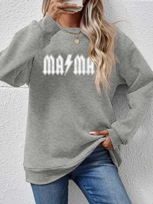 Letter Graphic Ma Ma Dropped Shoulder Sweatshirt