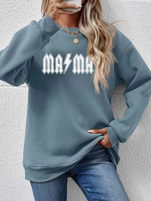 Letter Graphic Ma Ma Dropped Shoulder Sweatshirt