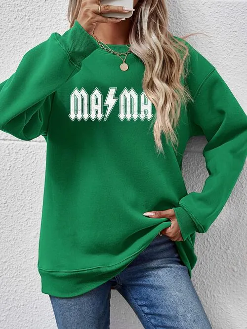Letter Graphic Ma Ma Dropped Shoulder Sweatshirt