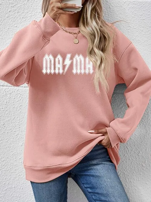 Letter Graphic Ma Ma Dropped Shoulder Sweatshirt