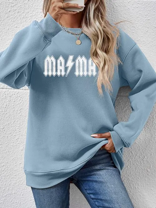 Letter Graphic Ma Ma Dropped Shoulder Sweatshirt