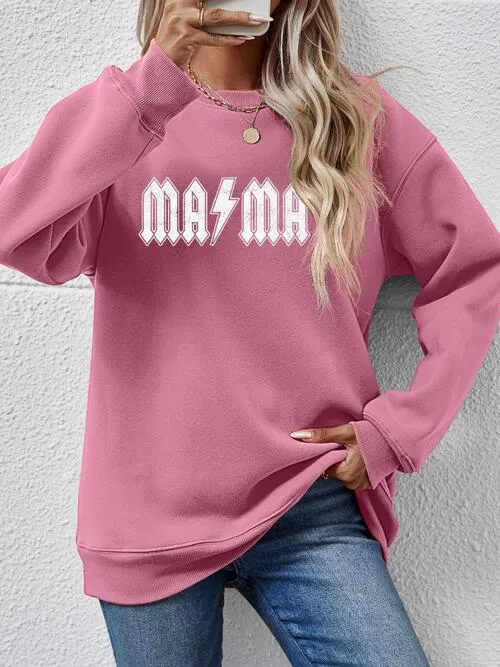 Letter Graphic Ma Ma Dropped Shoulder Sweatshirt