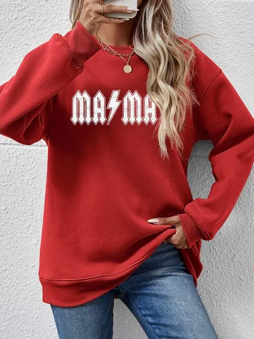 Letter Graphic Ma Ma Dropped Shoulder Sweatshirt