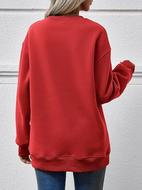 Letter Graphic Ma Ma Dropped Shoulder Sweatshirt