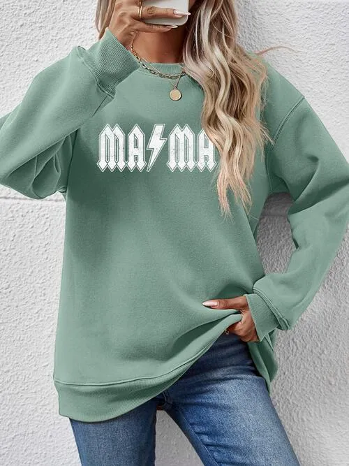 Letter Graphic Ma Ma Dropped Shoulder Sweatshirt