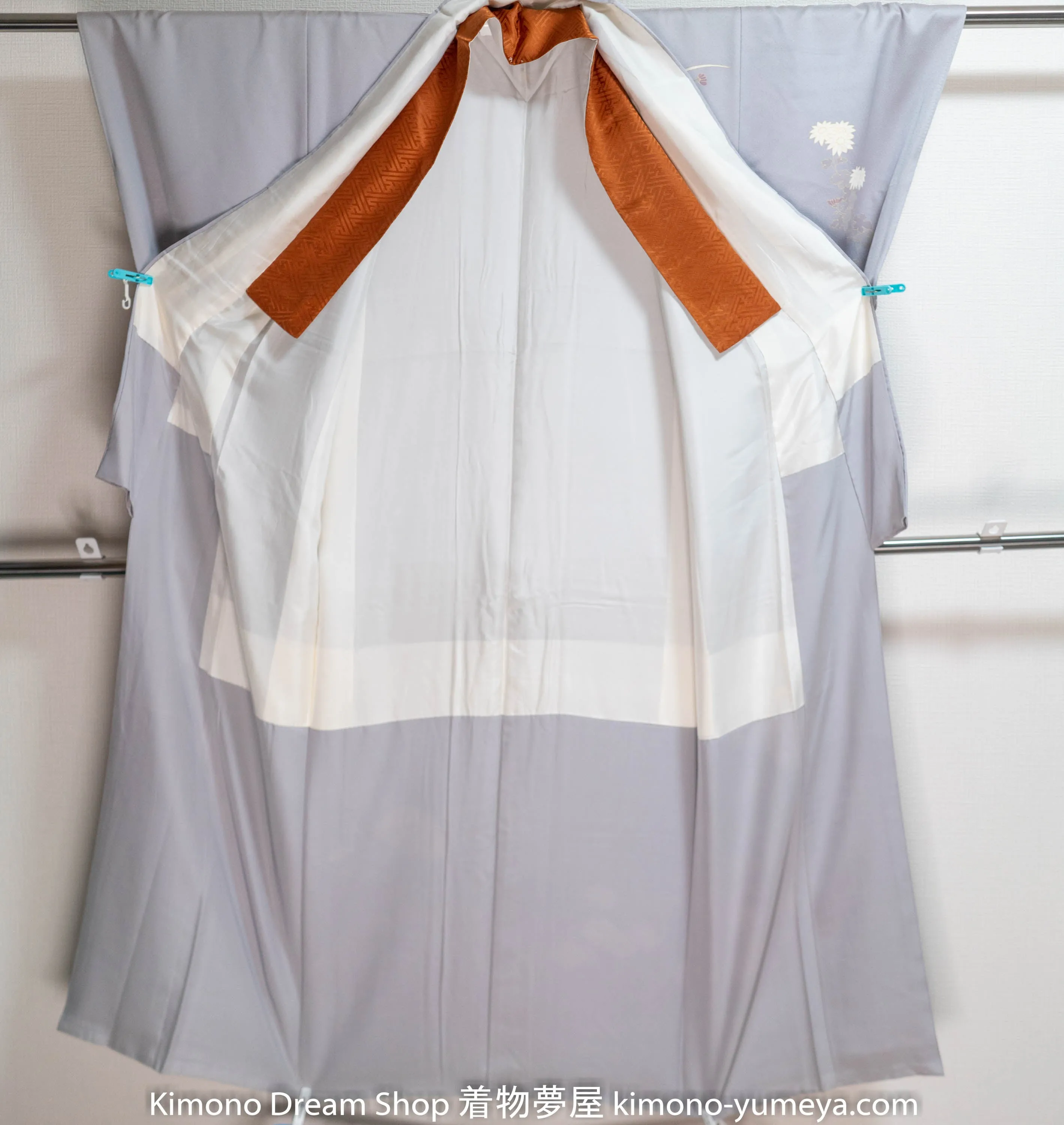 Light Blue Silver Houmongi - Vintage Silk Formal Japanese Kimono Delicately Crafted Flowers Peonies