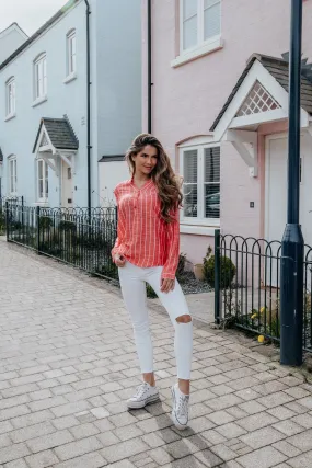 Light Summer Striped Shirt - Red