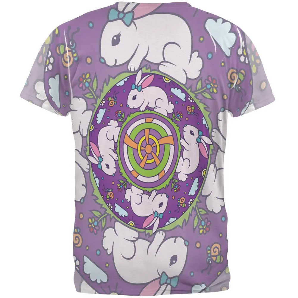 Mandala Trippy Stained Glass Easter Bunny All Over Mens T Shirt