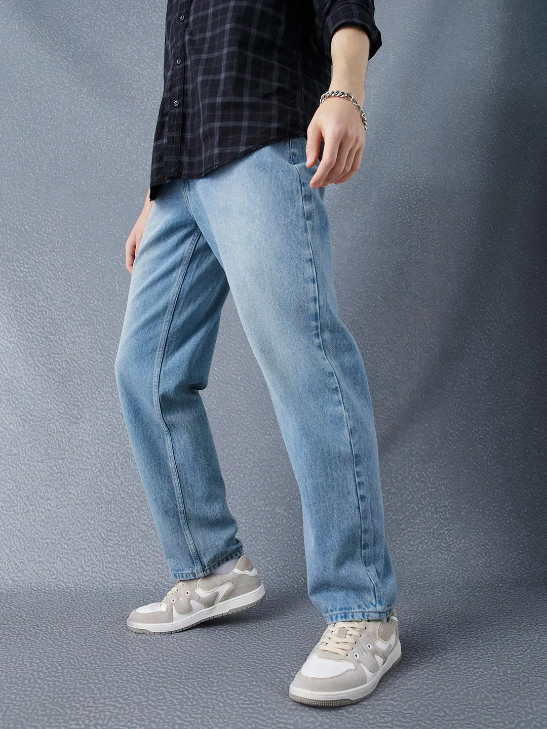 Men Straight Fit Heavy Wahed Cotton Indigo Jeans