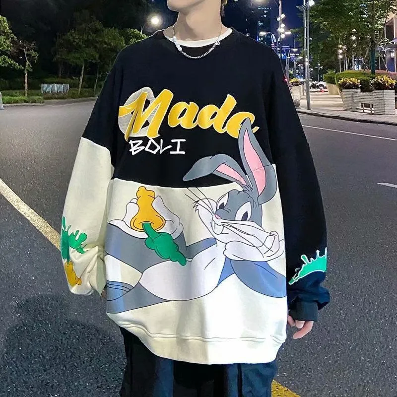 Men Sweatshirts Sweater Men's Loose Cartoon Coat Trendy