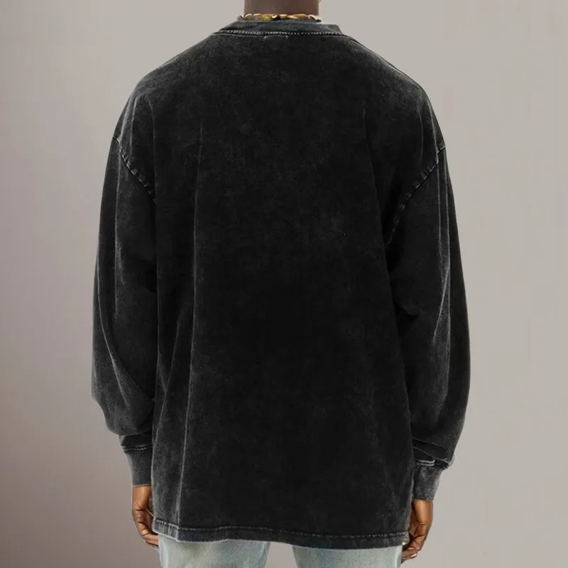 Mens Vintage Cat Print Sweatshirt