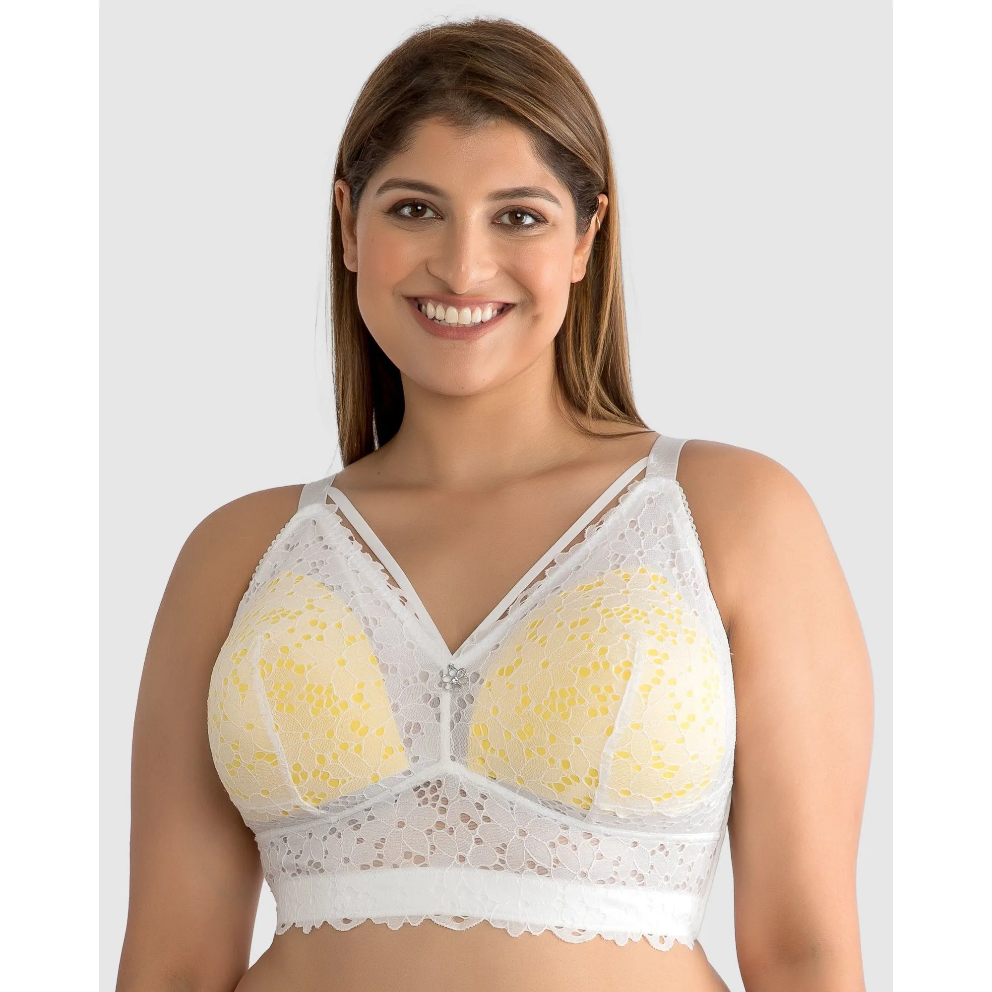 Mia Daisy Wirefree Padded Longline Lace Bralette