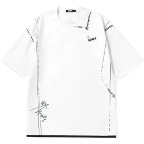 Minimalist Plain Hand-Drawn Lines Print T-Shirt