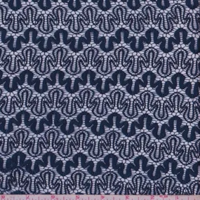 Navy Squiggle Lace Fabric