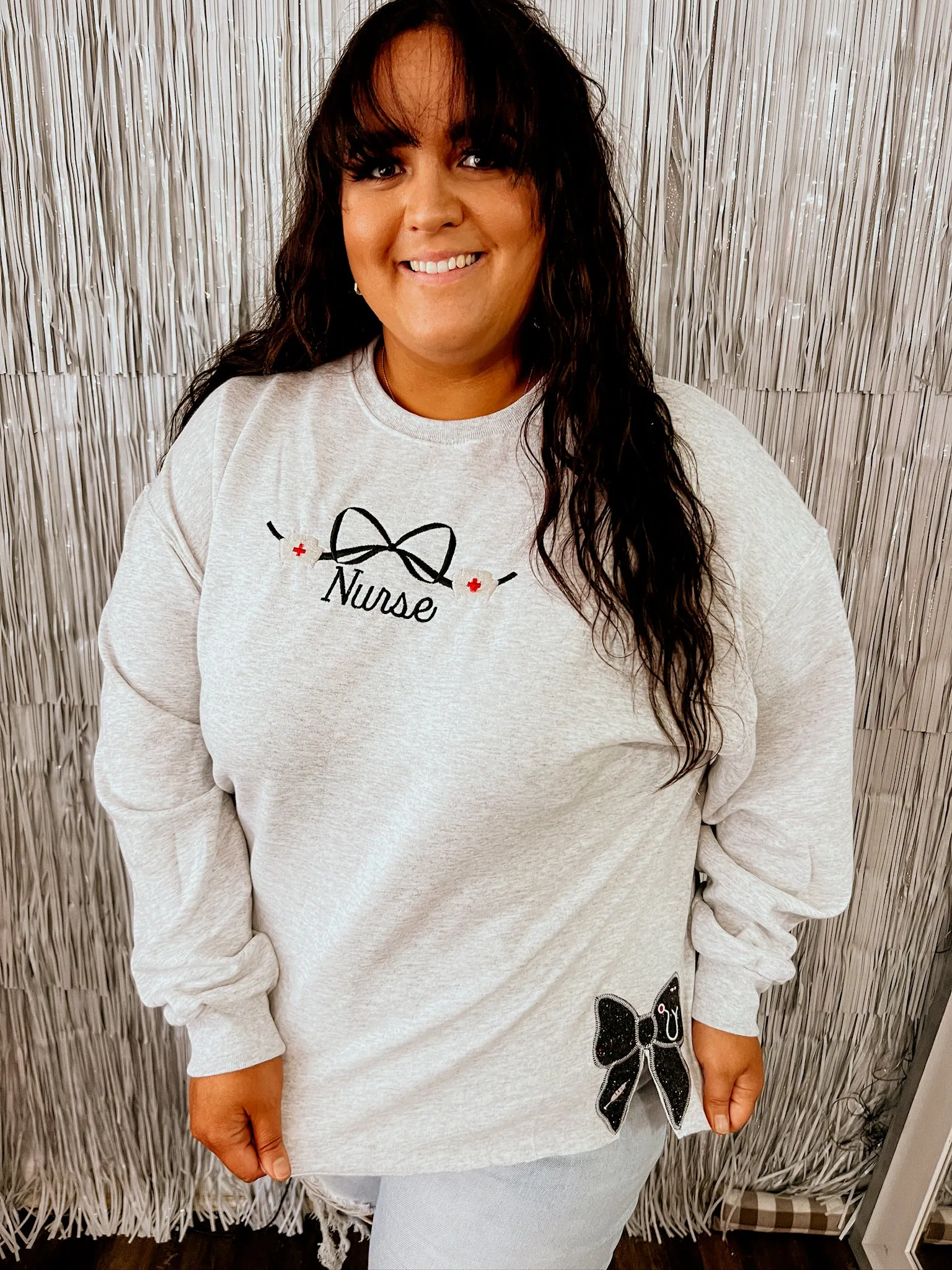 Nurse Bow Sweatshirt | Handmade