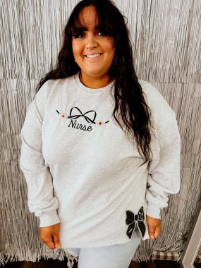 Nurse Bow Sweatshirt | Handmade