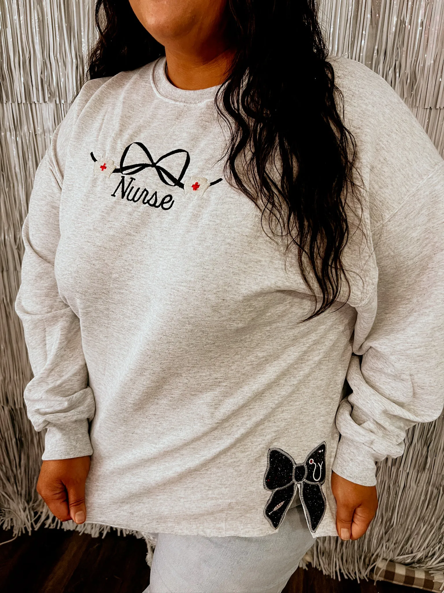 Nurse Bow Sweatshirt | Handmade